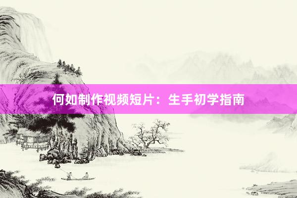 何如制作视频短片：生手初学指南